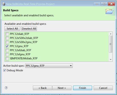 VxWorks RTP Choose Compiler