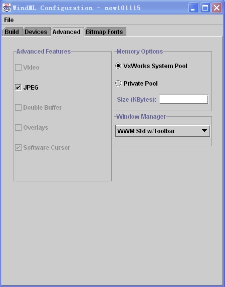 VxWorks WindML Configuration Advanced