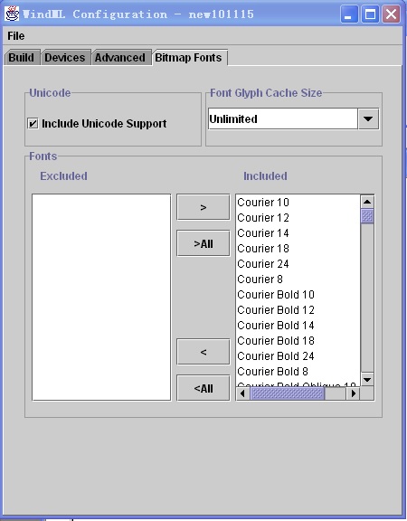 VxWorks WindML Configuration Bitmap