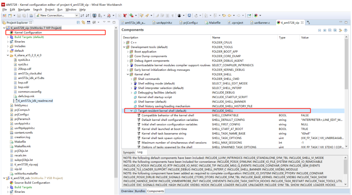 VxWorks7 Add Shell Component