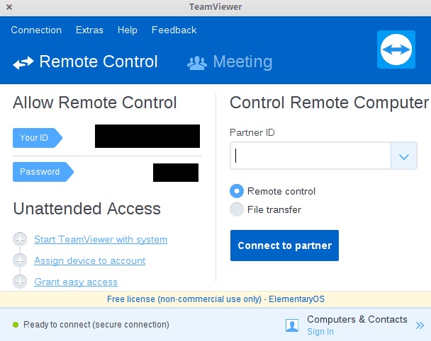 Linux TeamViewer ID and Password
